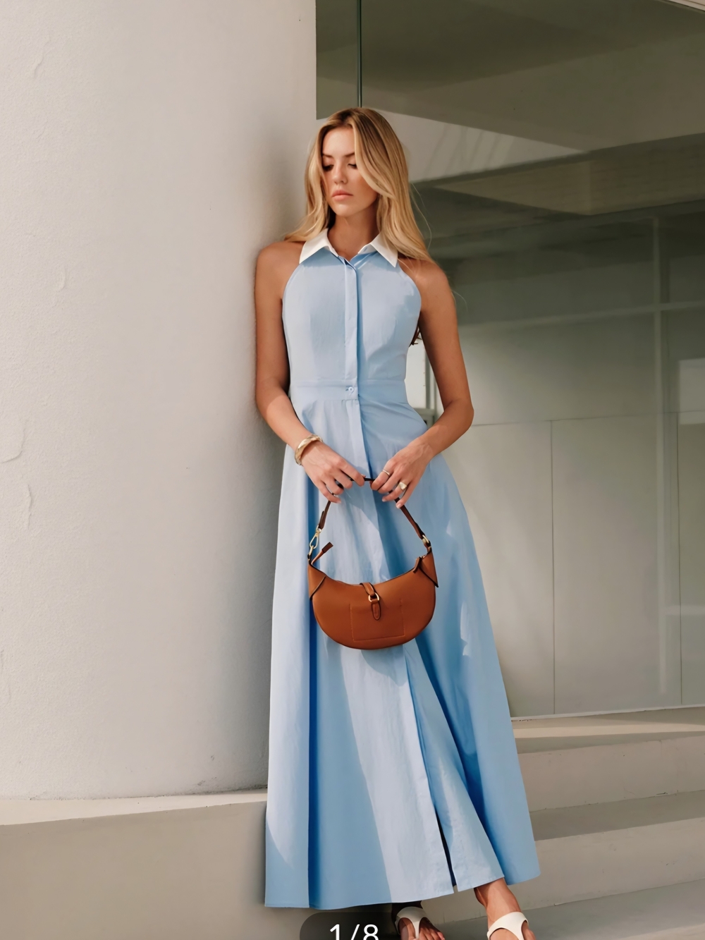 Button Sleeveless Collar Dress